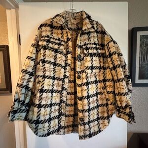 NWT Listicle Plaid Button-Up Sweater Jacket (Shacket)